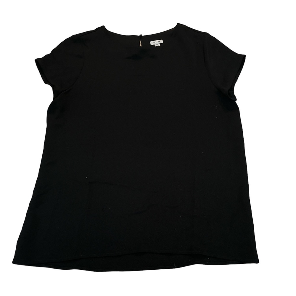 Cuyana Womens Short Sleeve Silk Blouse Top Black M